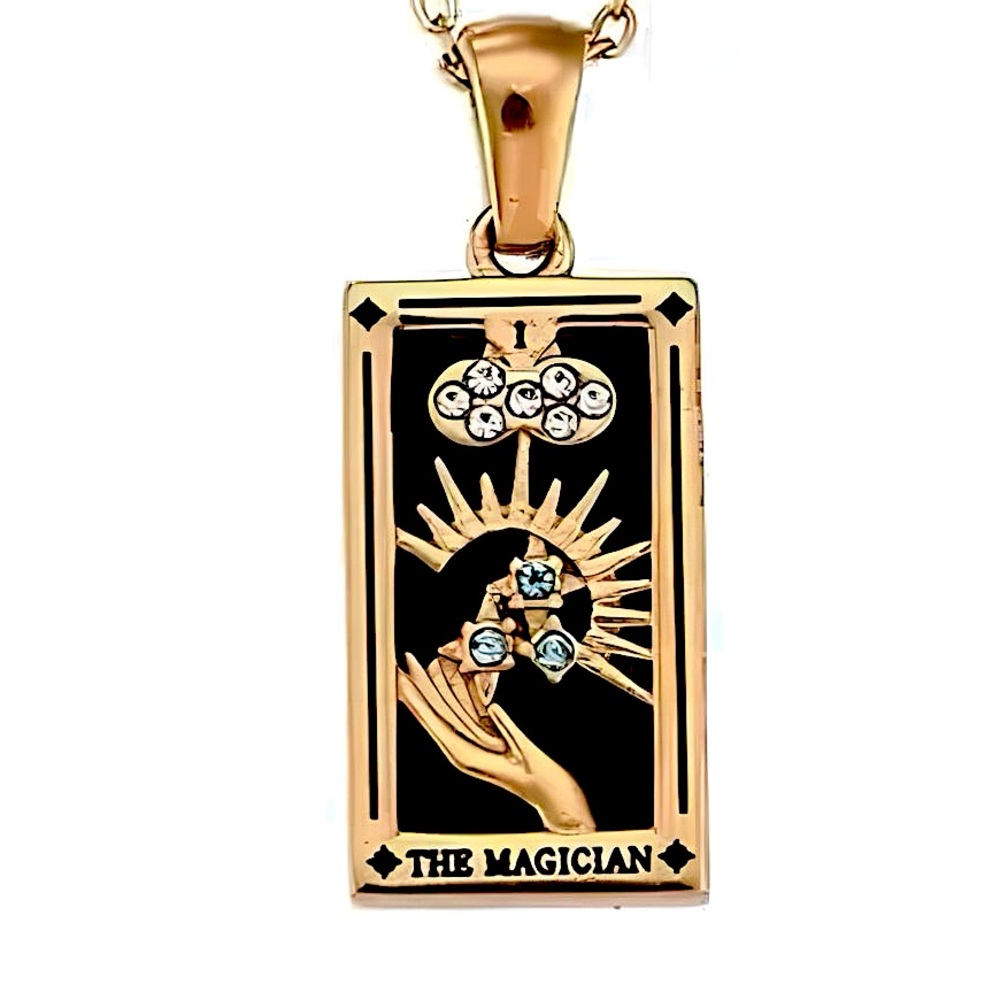 Dainty Gold Tarot Card Necklace | The Magician, 18k Plated, 316L Stainless Steel